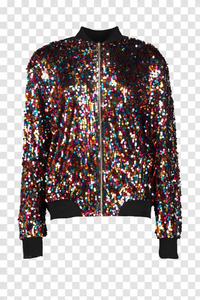 Flight Jacket Sweater Sequin MA-1 Bomber - Cardigan Transparent PNG