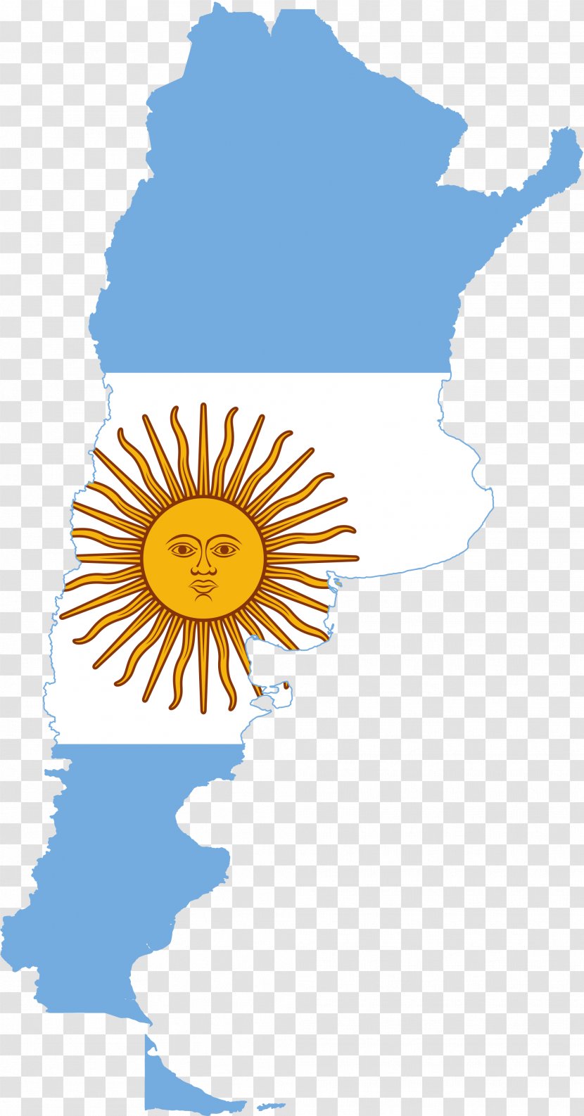 Flag Of Argentina Map - Yellow - Cliparts Transparent PNG
