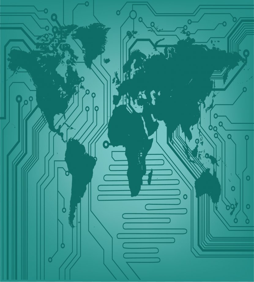 Early World Maps Wall Decal - Circuit Board Brain Transparent PNG