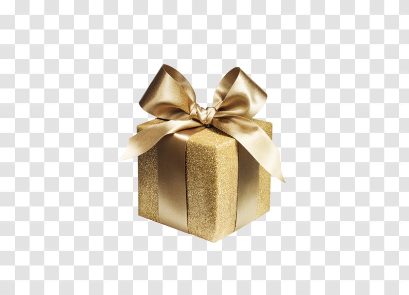 Gift Wrapping Paper Gold Box - Ribbon - Gold-wrapped Transparent PNG