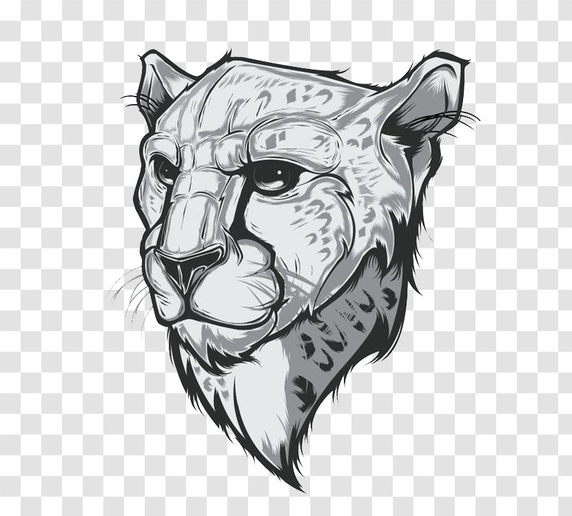 Cheetah T-shirt Drawing Behance Illustration - Headgear - Silver-white Leopard Creative Perspective Transparent PNG