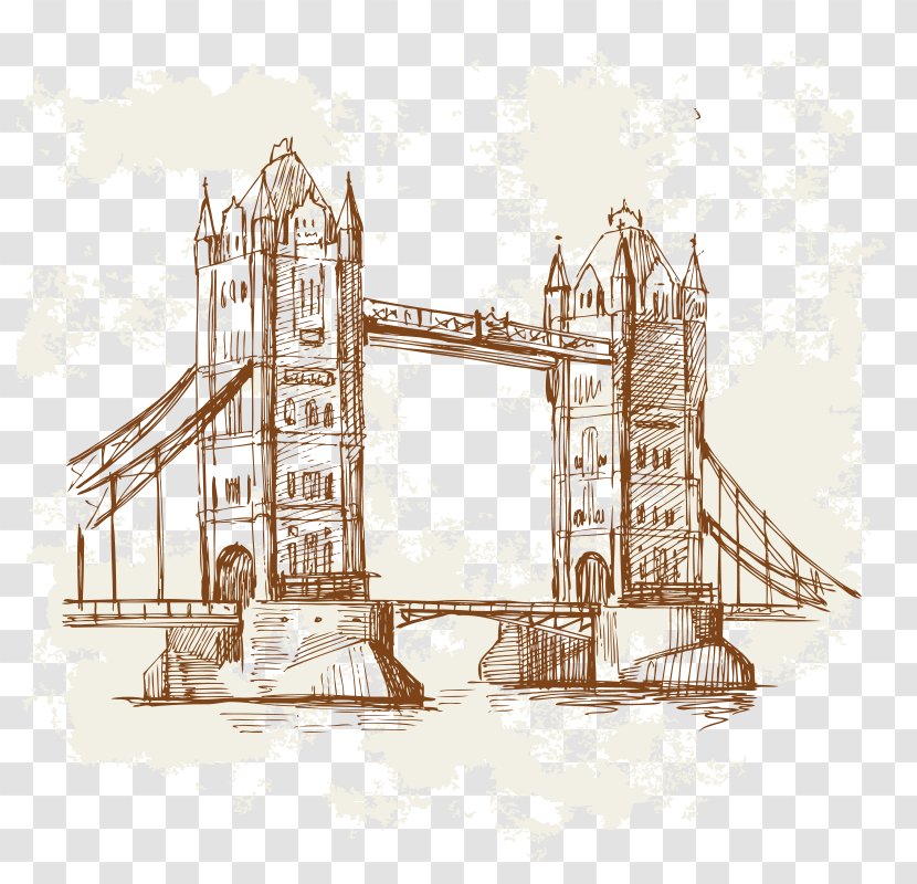 Architecture Building Fukei Illustration - Tourism - Hand-painted Vintage Transparent PNG