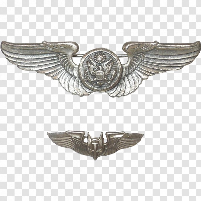 United States Army Air Forces Silver Aviator Badge Of America Corps - Aircraft Pilot Transparent PNG