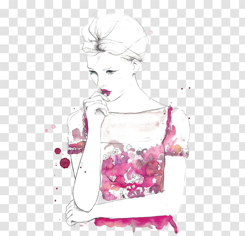 Fashion Sketchbook Illustration Drawing - Heart - Elegant Woman Transparent PNG