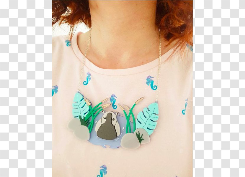 Turquoise T-shirt Necklace Sleeve - Neck Transparent PNG