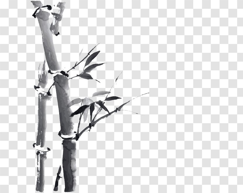 Bamboo Drawing Ink Wash Painting Transparent PNG