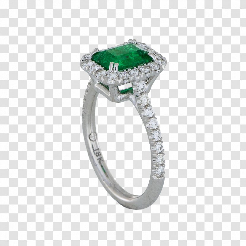 Jewellery Gemstone Engagement Ring Emerald - Silver Transparent PNG