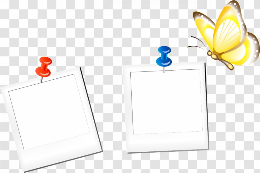 Paper Butterfly - Yellow - Hand-painted Border Transparent PNG