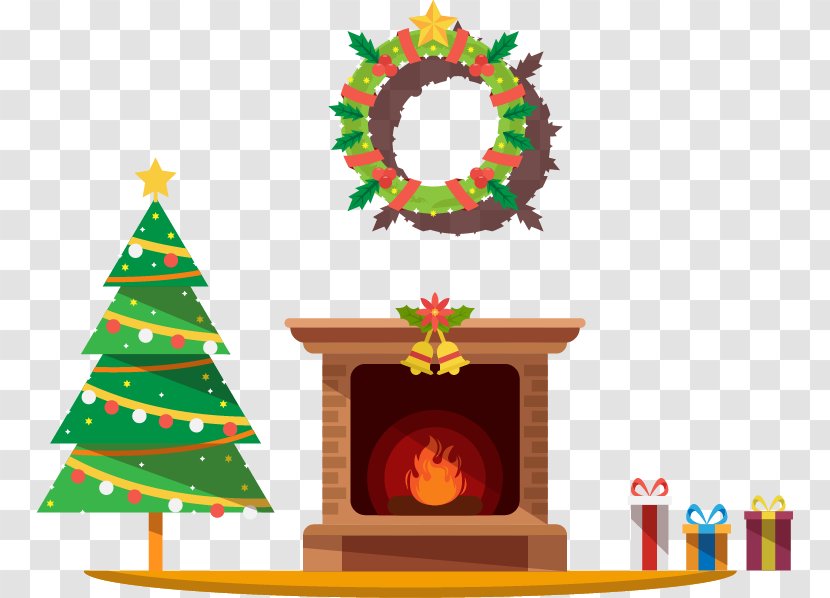 Christmas Tree Ornament Fireplace - Cartoon Vector Gift Stove Transparent PNG