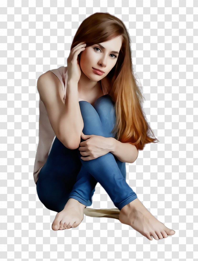 Sitting Blue Leg Beauty Skin - Arm - Muscle Jeans Transparent PNG