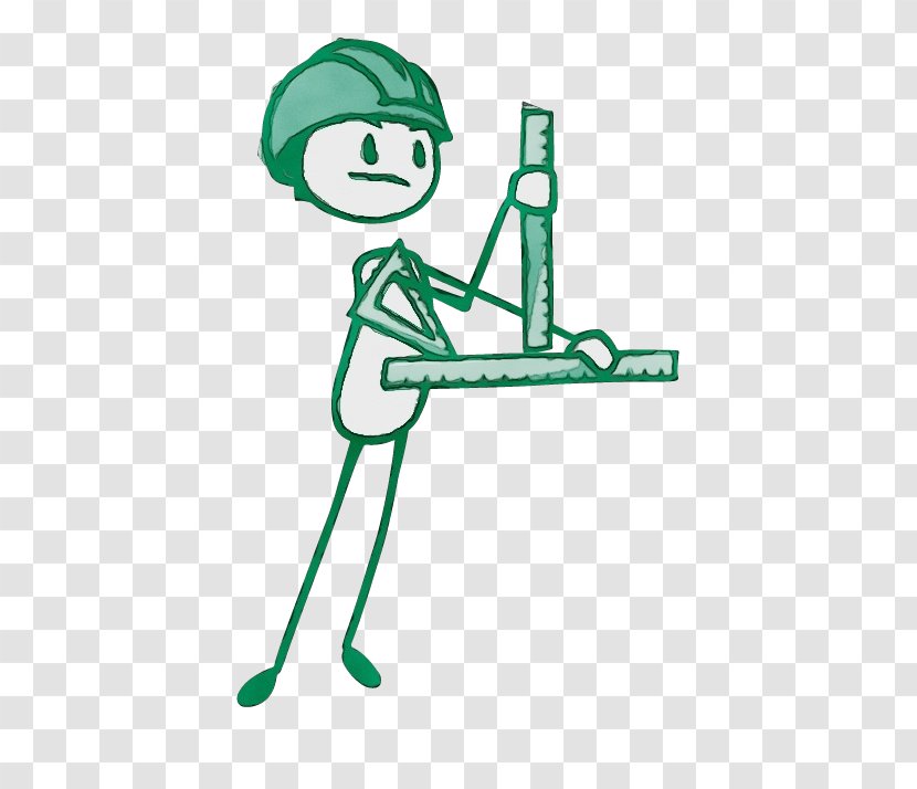 Green Cartoon Line Art - Watercolor Transparent PNG