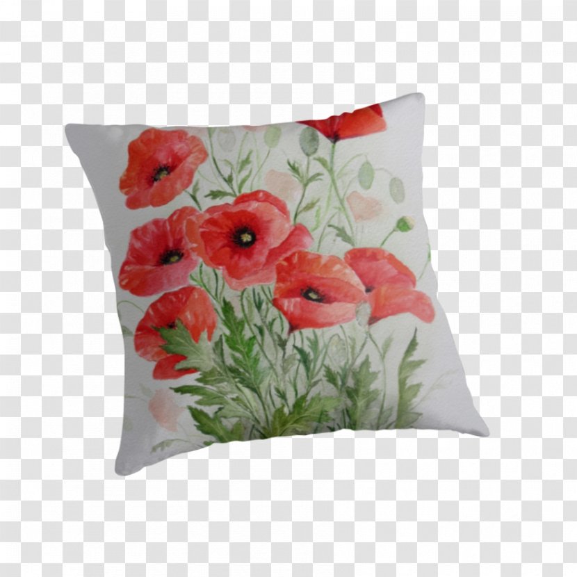 Throw Pillows Cushion Flower Plant - Red Poppies Transparent PNG