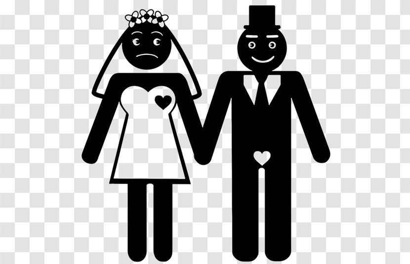 Symbol Bridegroom Wedding Engagement Marriage - Black And White - Continental Silhouette Bride Transparent PNG