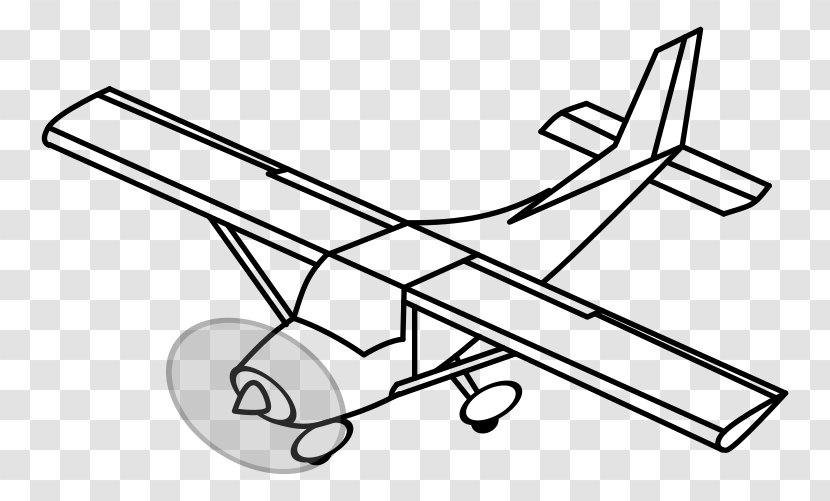 Airplane Drawing Clip Art - Black And White - Glider Clipart Transparent PNG