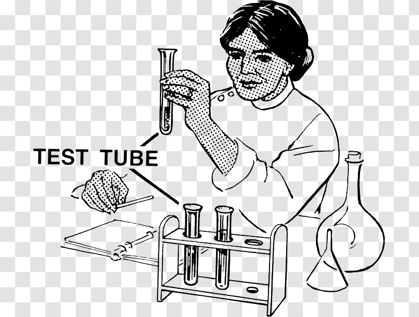 Clip Art Laboratory Test Tubes Coloring Book Image - Black And White - Science Beaker Transparent PNG