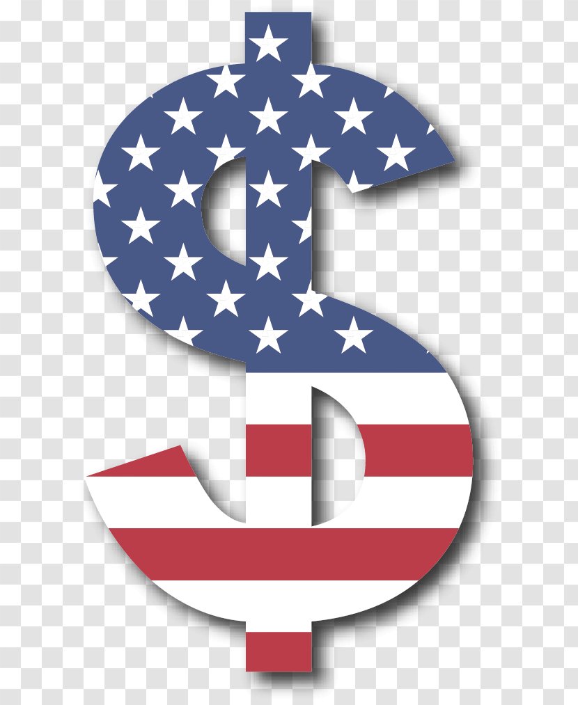 United States Dollar Sign - One Bill - Vector American Flag Pattern Of Transparent PNG