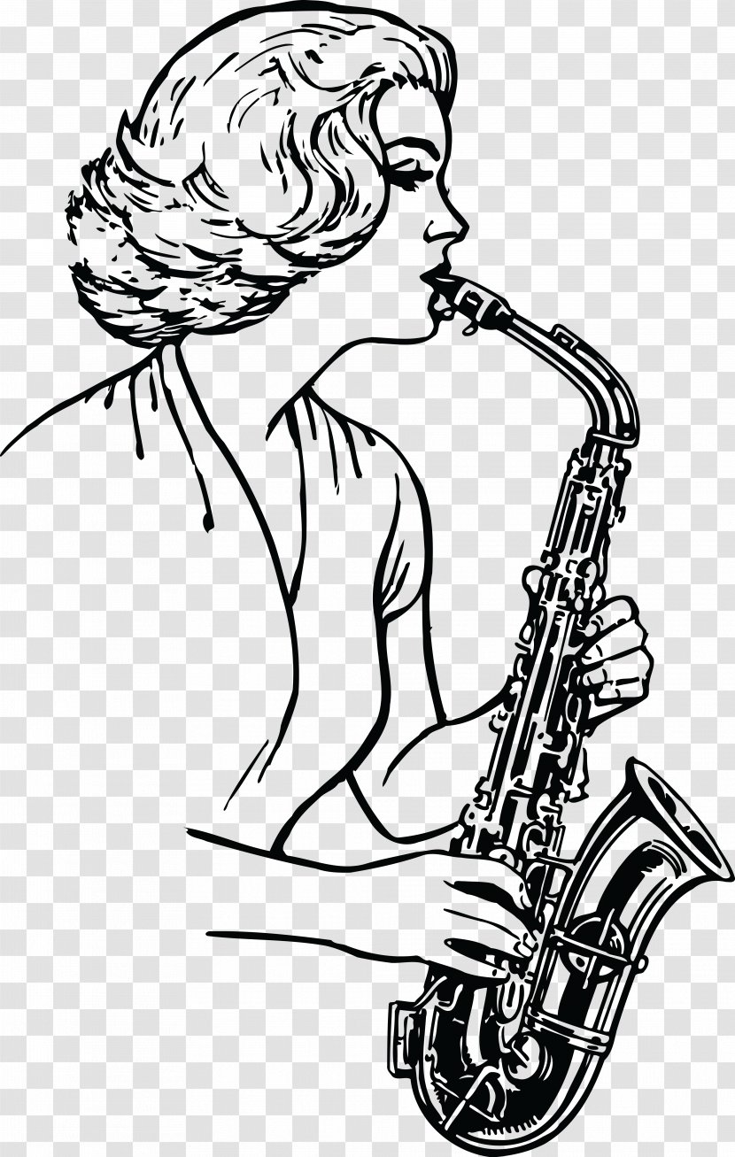 Saxophone Drawing Musical Instruments Brass - Heart Transparent PNG