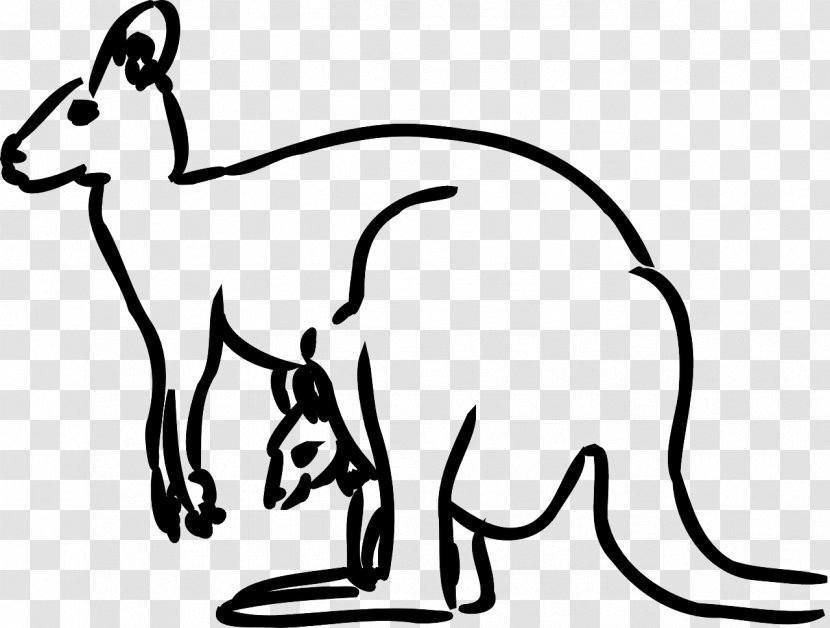 Kangaroo Cartoon - Macropodidae - Blackandwhite Animal Figure Transparent PNG