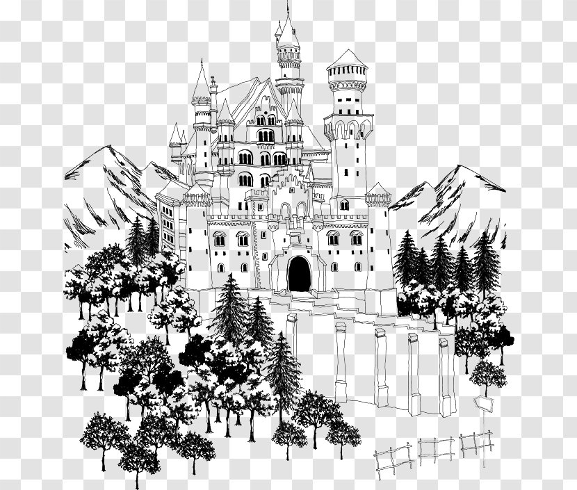 Black And White Architecture Drawing - Landscape Artwork Transparent PNG