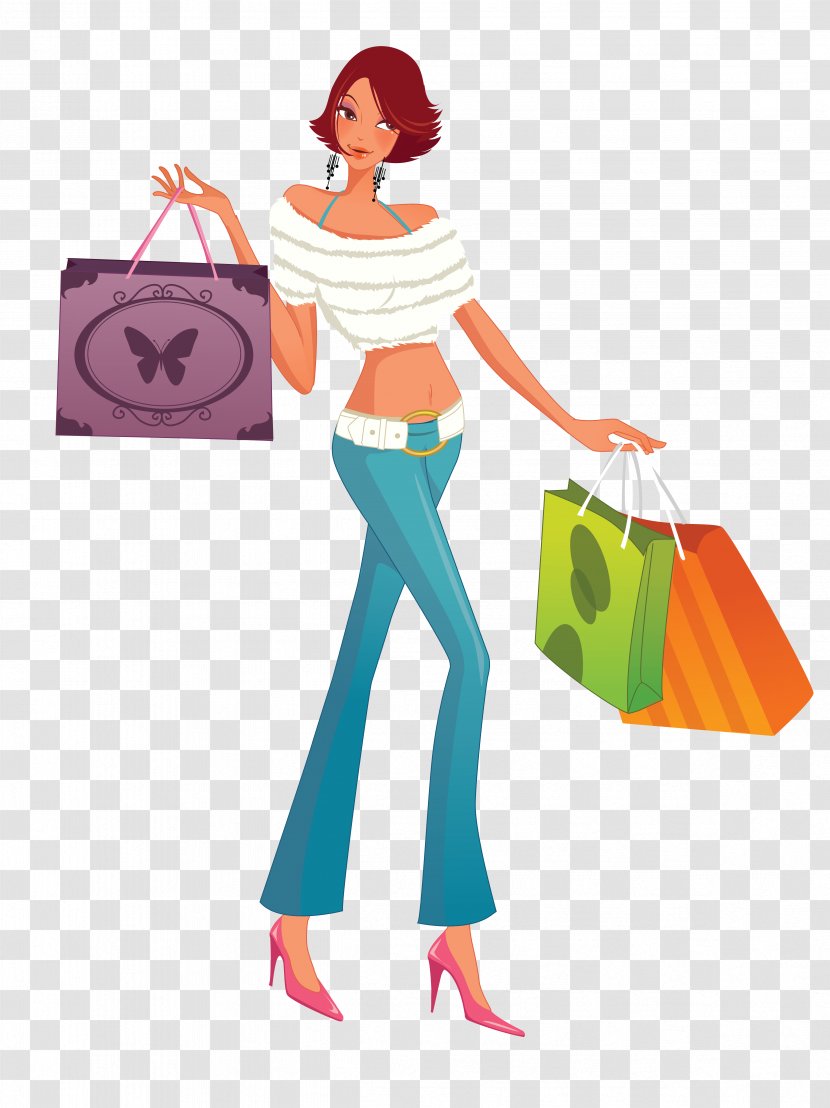 Shopping Cart Clothing Adobe Illustrator - Silhouette - Woman Transparent PNG
