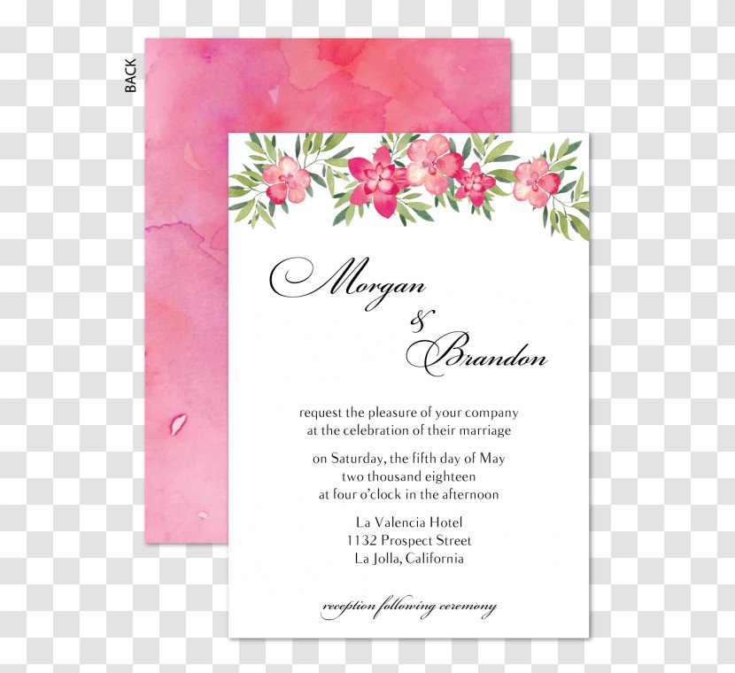 Wedding Invitation Floral Design Pink M - Flower Transparent PNG
