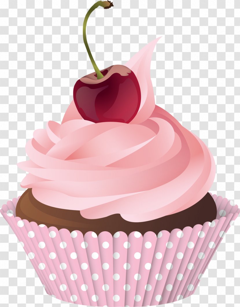 Cupcake Birthday Cake Muffin Bakery Streusel - Buttercream - Cherry Transparent PNG