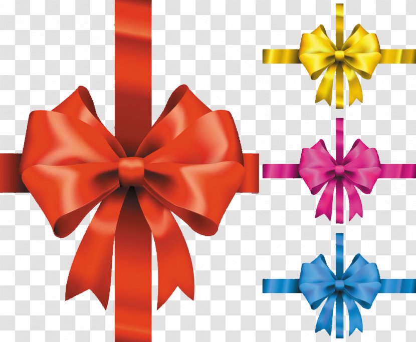 Euclidean Vector Ribbon Gift Clip Art - Color Bow Transparent PNG