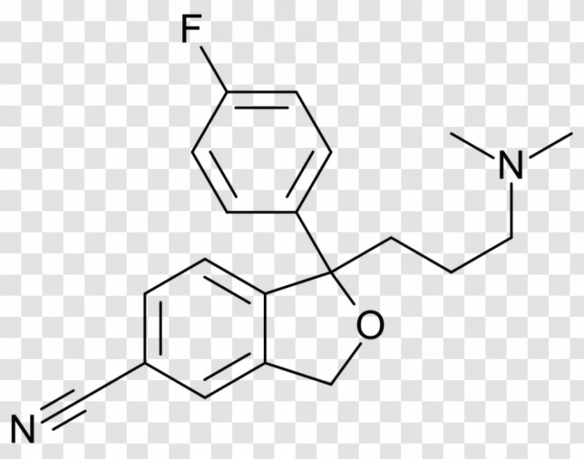 Escitalopram Selective Serotonin Reuptake Inhibitor Antidepressant Skeletal Formula - Material - Symmetry Transparent PNG