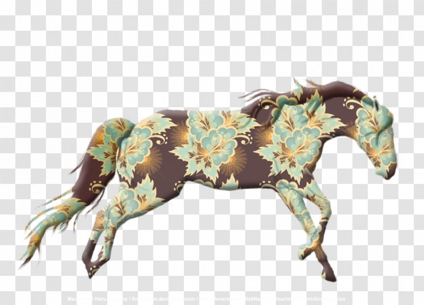Mustang Stallion Pack Animal Naturism Yonni Meyer - Blue Floral Design Transparent PNG