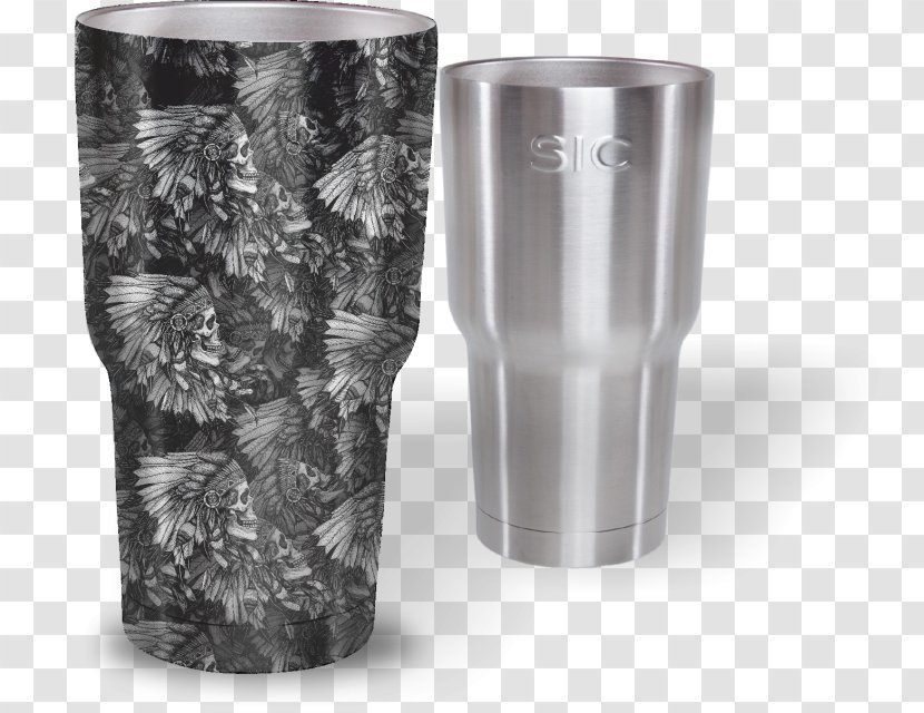 Hydrographics Glass Perforated Metal Steel - Vase - Skull Pattern Transparent PNG