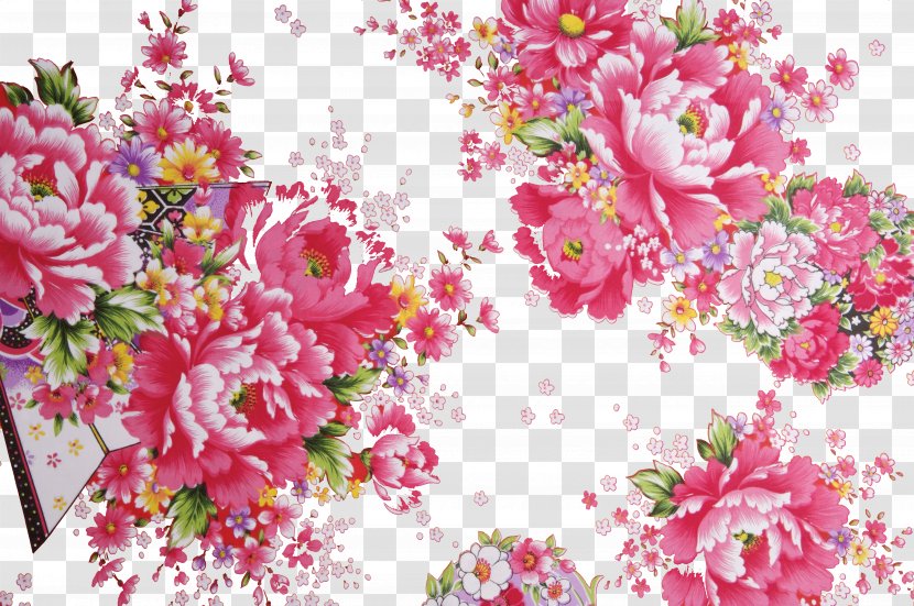 China Peony Textile Paeonia Lactiflora Wallpaper - Branch - Vintage Chinese Fabric Transparent PNG