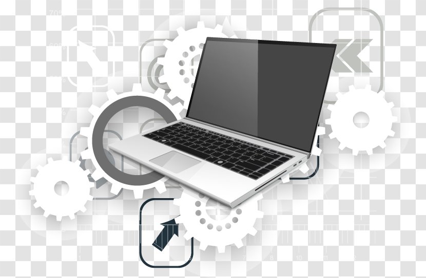 Laptop Macintosh Icon - Communication - Hand-painted Silver Gear Element Transparent PNG