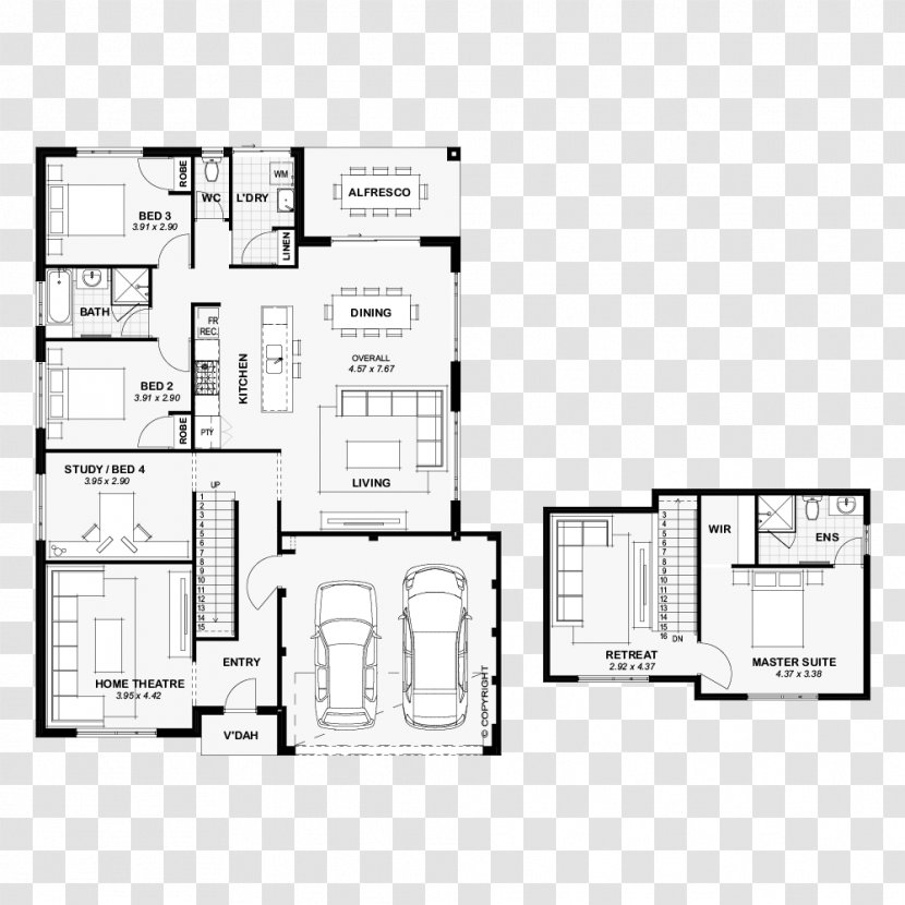 Floor Plan House Architecture - Media - Cad Transparent PNG