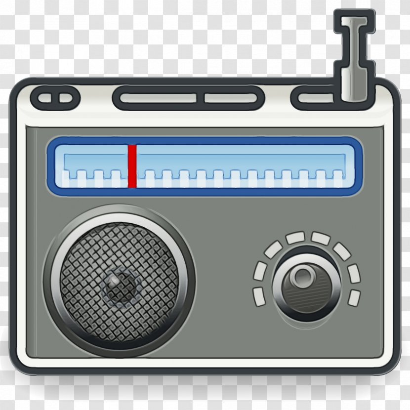 Watercolor Cartoon - Radio Receiver - Cassette Deck Media Player Transparent PNG