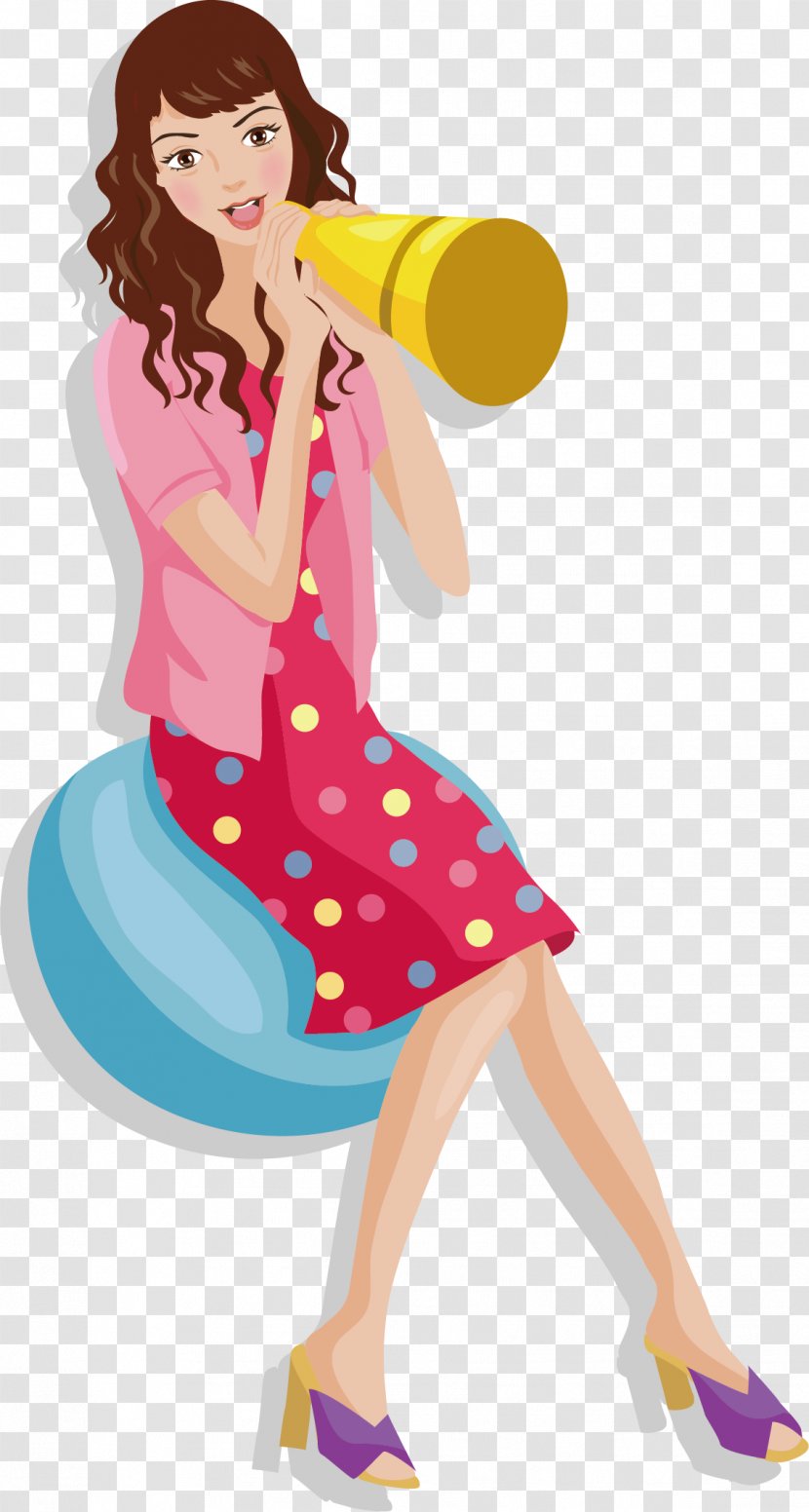 Cartoon Illustration - Silhouette - Long Hair Skirt Beauty Transparent PNG