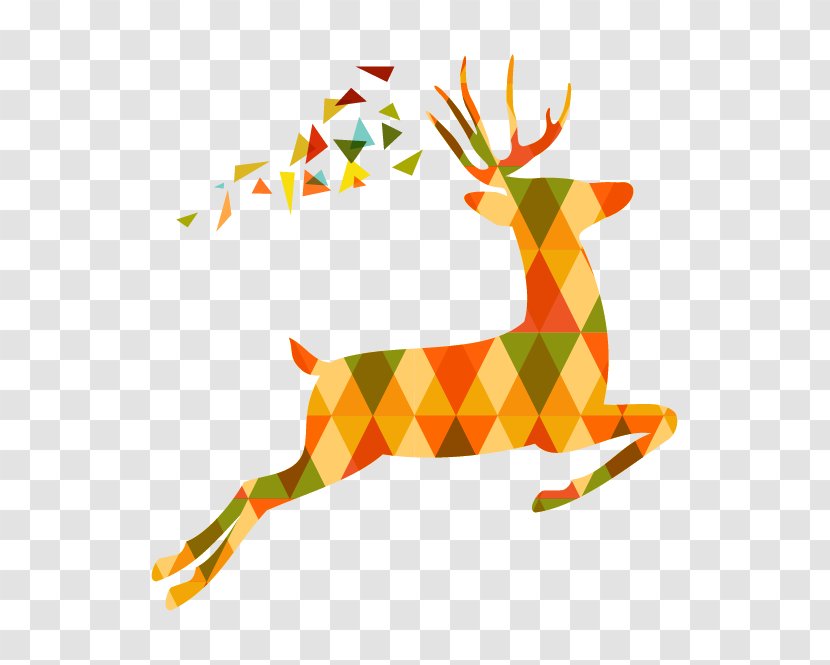 Deer Cartoon Clip Art - Multicolored Diamond Pattern Elk Transparent PNG
