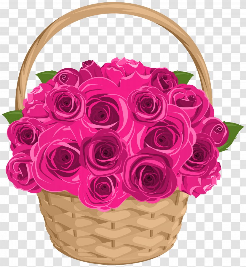 Garden Roses Centifolia Clip Art - Floristry - Basket With Transparent Transparent PNG