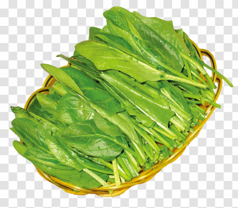 Spinach Romaine Lettuce Vegetarian Cuisine Ingredient Food - Eating - Bamboo Basket Of Transparent PNG