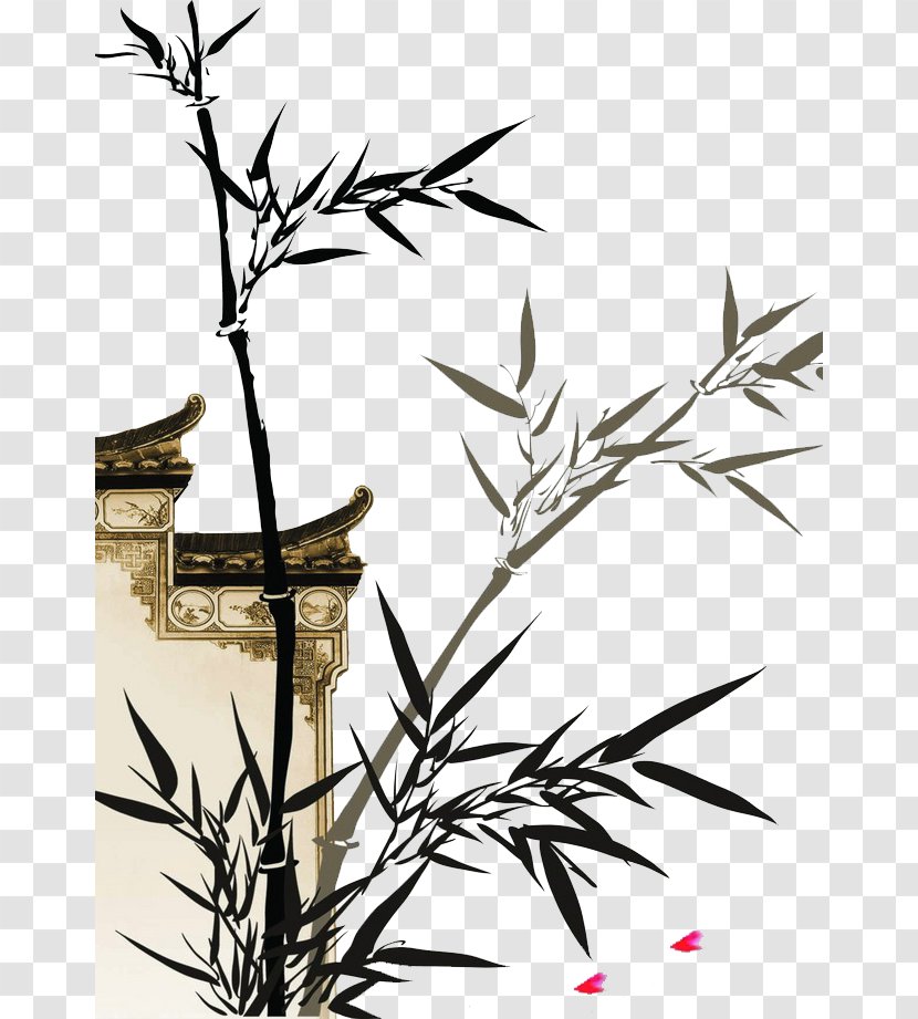 Bamboo Ink Wash Painting - Inkstick - Ancient Wall Transparent PNG