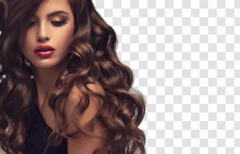 Hair Face Hairstyle Long Skin - Wig Brown Transparent PNG