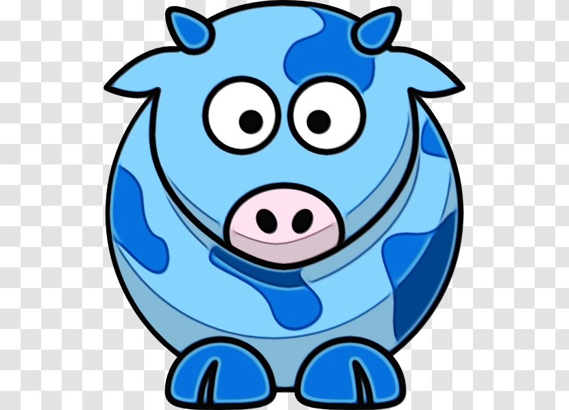 Blue Cartoon Clip Art Snout Suidae - Wet Ink - Smile Transparent PNG