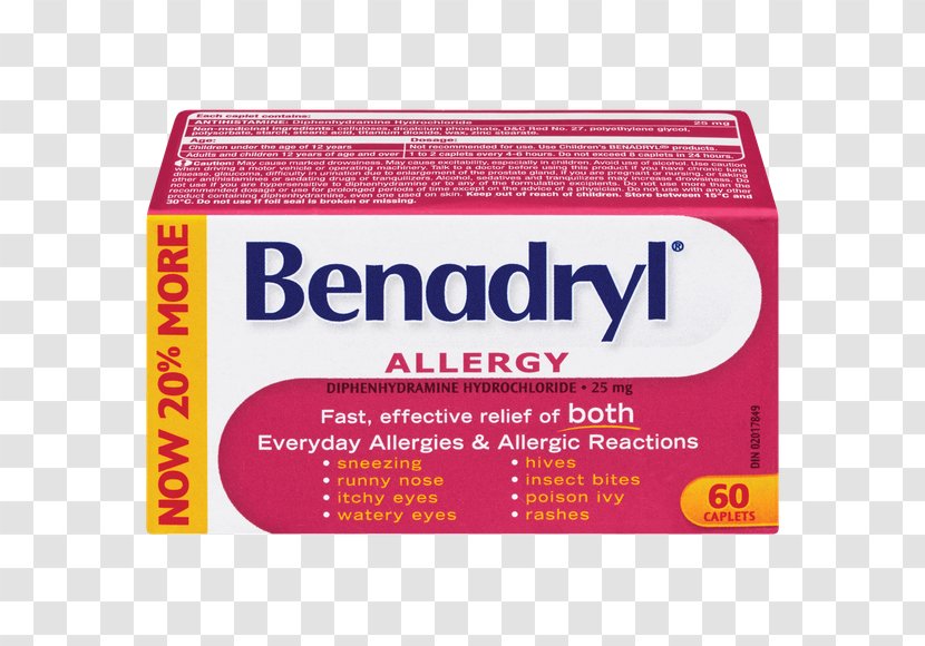 Benadryl Allergy Diphenhydramine Pharmacy Pharmaceutical Drug - Online Transparent PNG