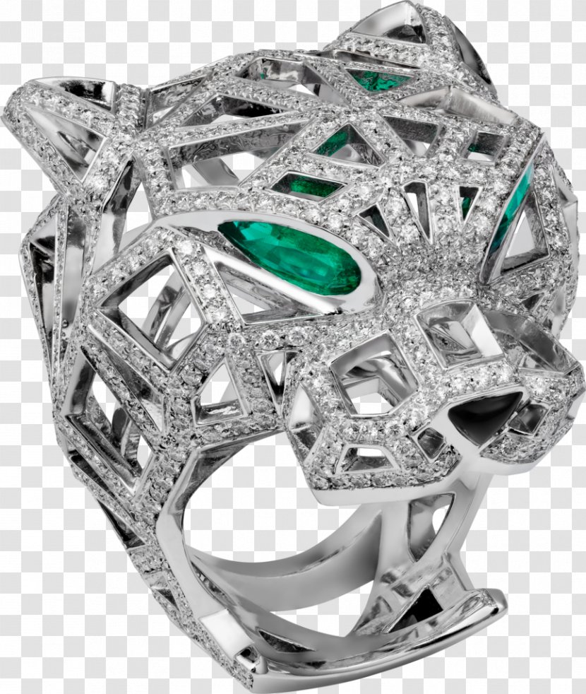 Cartier Ring Emerald Diamond Jewellery - Gold Transparent PNG