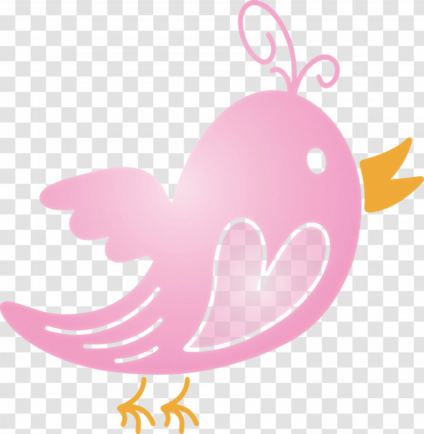 Pink Wing Heart Bird Transparent PNG