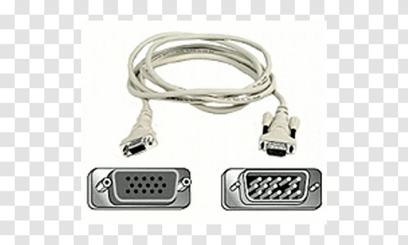 Serial Cable VGA Connector Electrical Video Graphics Array Extension Cords - Data Transfer - USB Transparent PNG