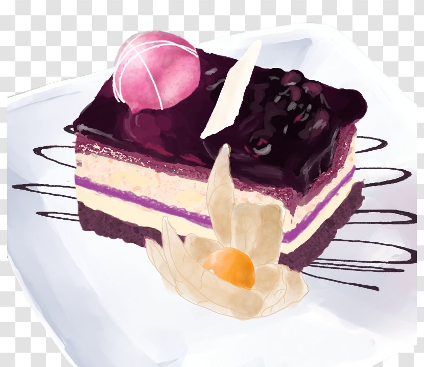 Cheesecake Torte Blueberry Pie Chocolate Cake - Berry - Painted Material Transparent PNG