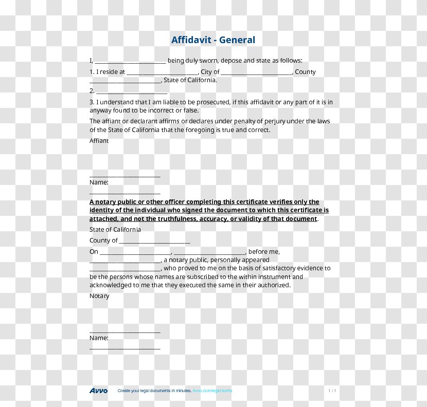 Affidavit Document Sworn Declaration Form Template - Diagram - Elementary Teacher Appreciation Letter Sample Transparent PNG