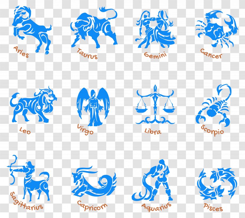 Text Blue Clip Art - Area - Transparent Zodiac Signs Set Picture Transparent PNG