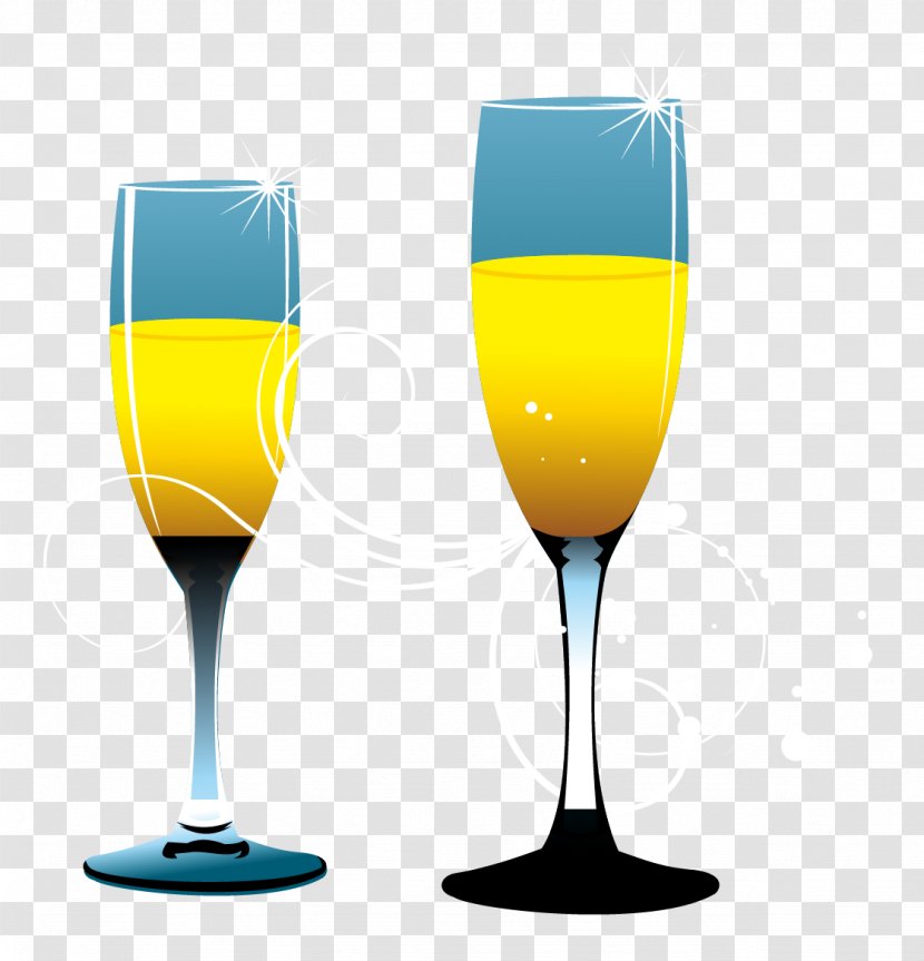 Champagne Wine Cocktail Glass - Yellow Transparent PNG