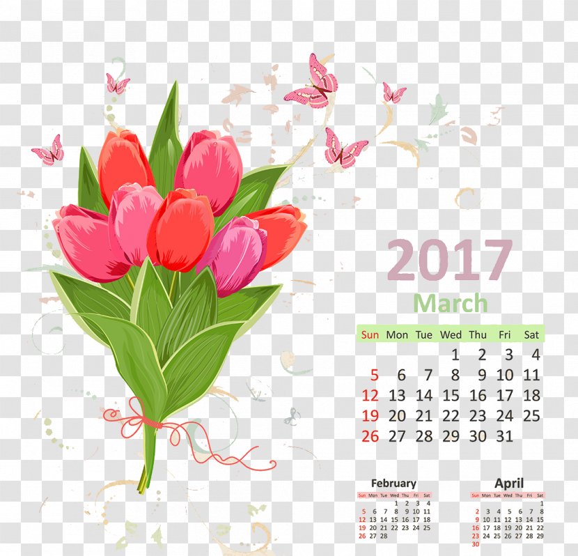 Euclidean Vector Clip Art - Cut Flowers - Calendar Transparent PNG